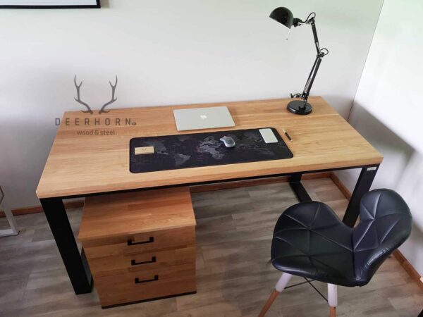 biurko premium z drewnianym blatem