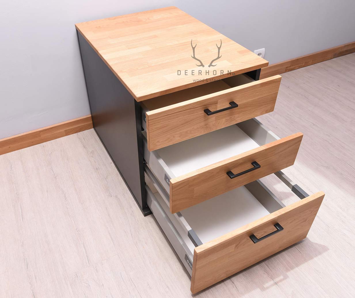 loftowa, biurowa szafka z szufladami