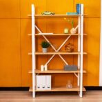 regał skandynawski biało-drewniany