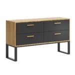Komoda do biura lub gabinetu. Styl nowoczesny, loft. Czarna. szer. 140cm