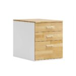 Biały dębowy kontenerek z szufladami pod biurko