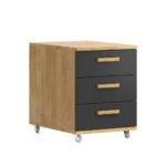 Mobilny kontenerek na kółkach z szufladami, czarny