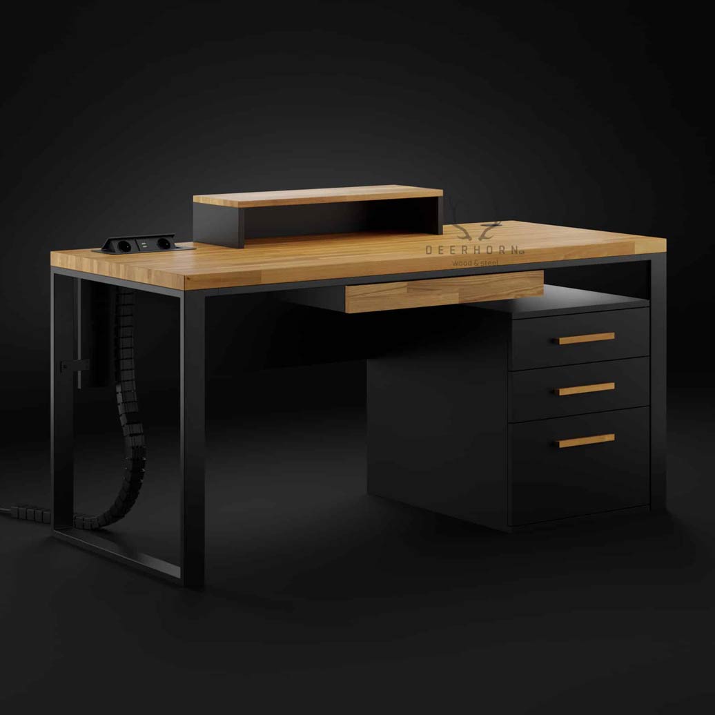schwarzer Loft-Schreibtisch
