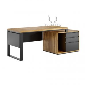 biurko premium z drewnianym blatem