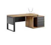biurko premium z drewnianym blatem