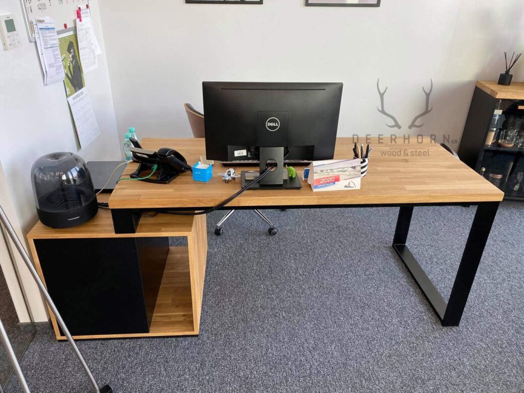 Biurko pemium loft z drewnianym blatem | Deerhorn meble