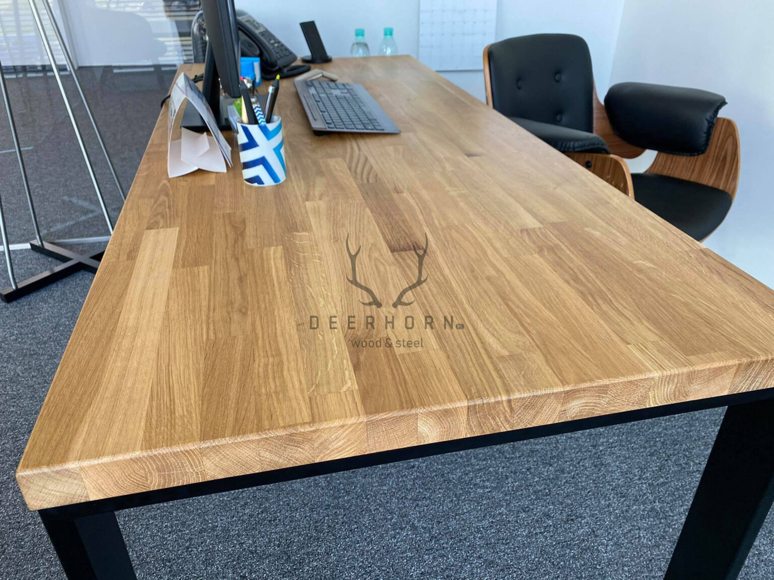 Biurko pemium loft z drewnianym blatem | Deerhorn meble