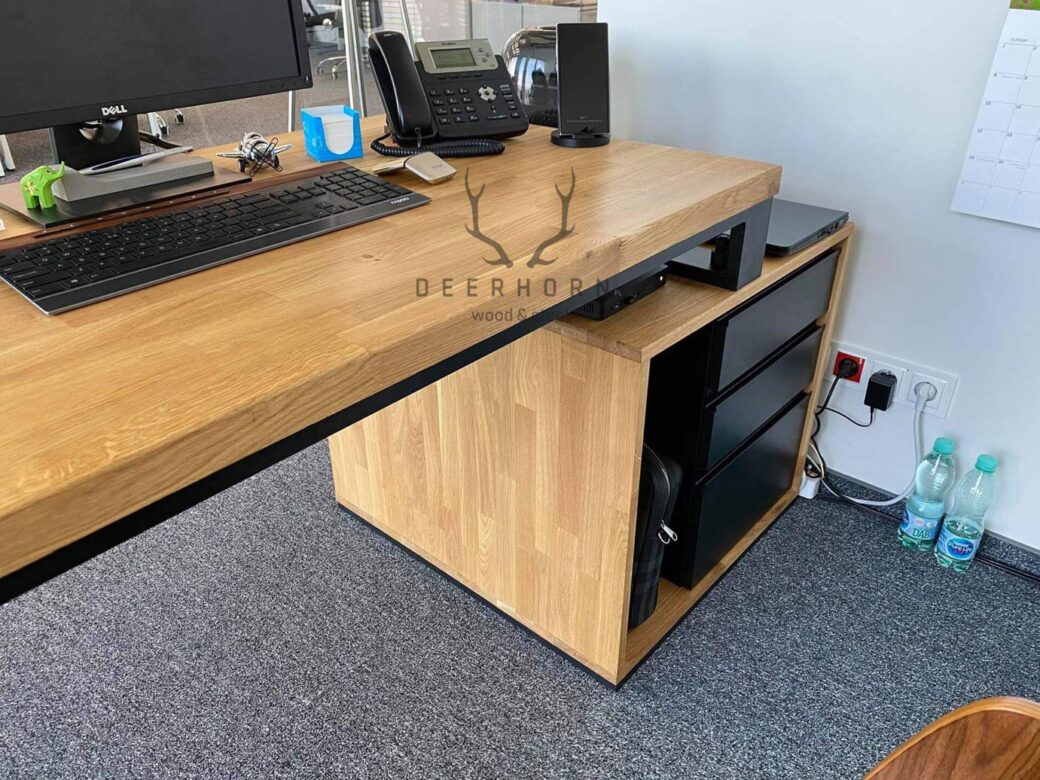 Biurko pemium loft z drewnianym blatem | Deerhorn meble