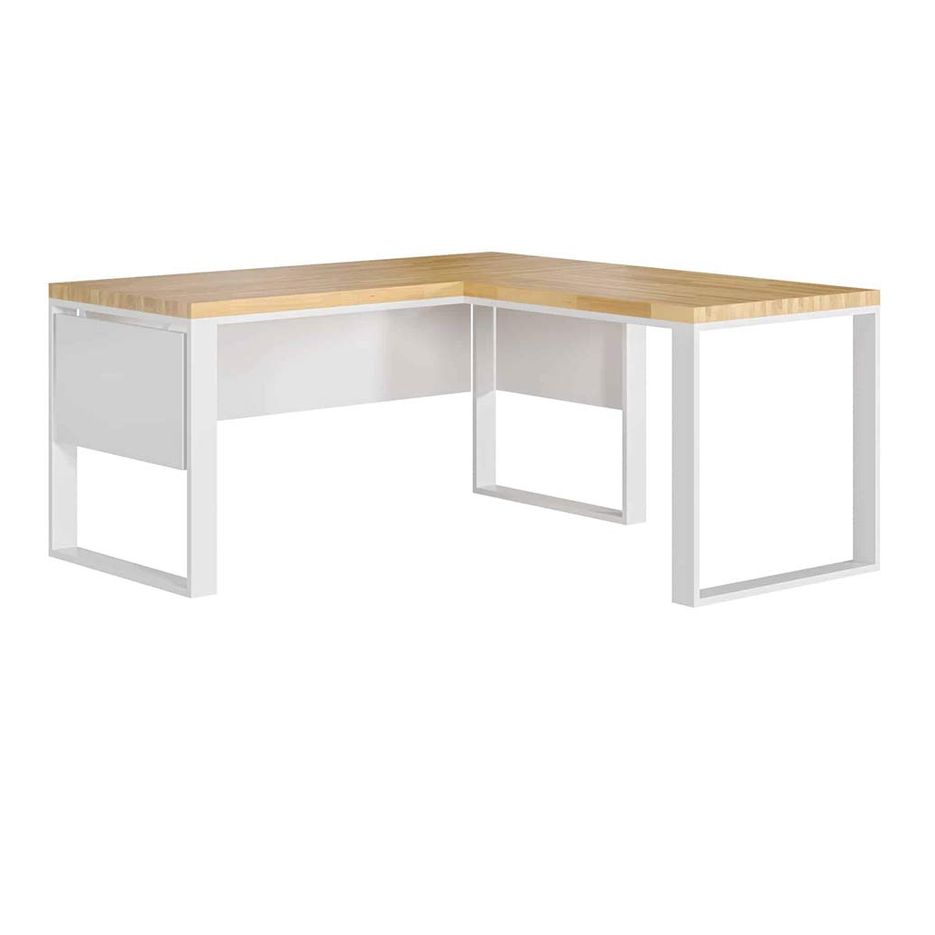 białe biurko narożne