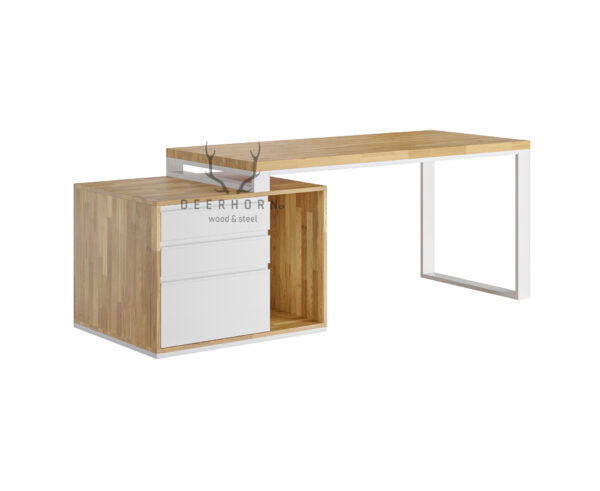 białe biurko z szufladami