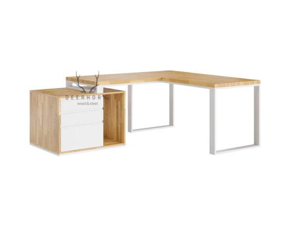 białe narożne biurko