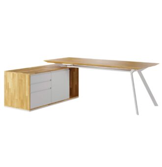 biurko narożne białe z ukośnymi nogami
