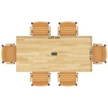 Stół konferencyjny z drewnianym blatem 220x100 cm z otworem na kable