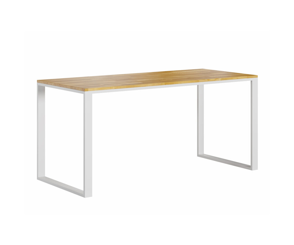 białe biurko z płaskim blatem