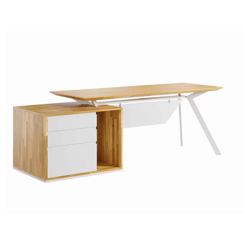 Biurko loft office slim z drewnianym blatem i szufladami.
