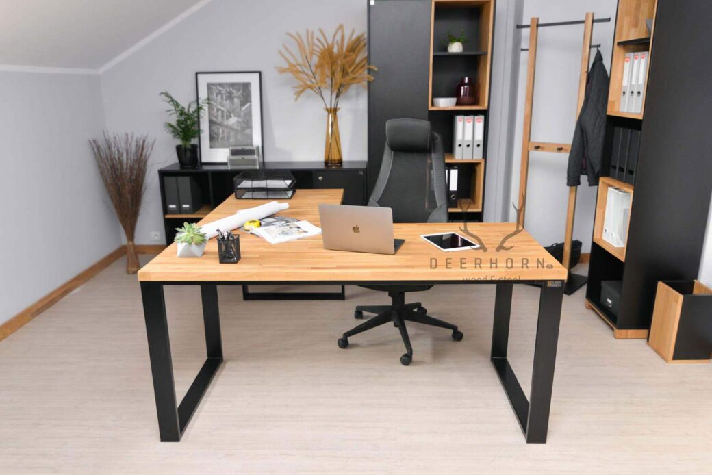 Biurko narożne industrialne loft office