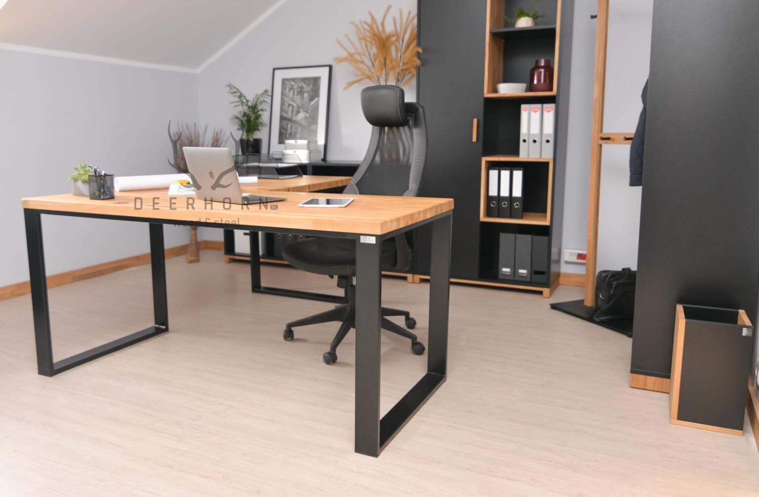 Biurko narożne industrialne loft office