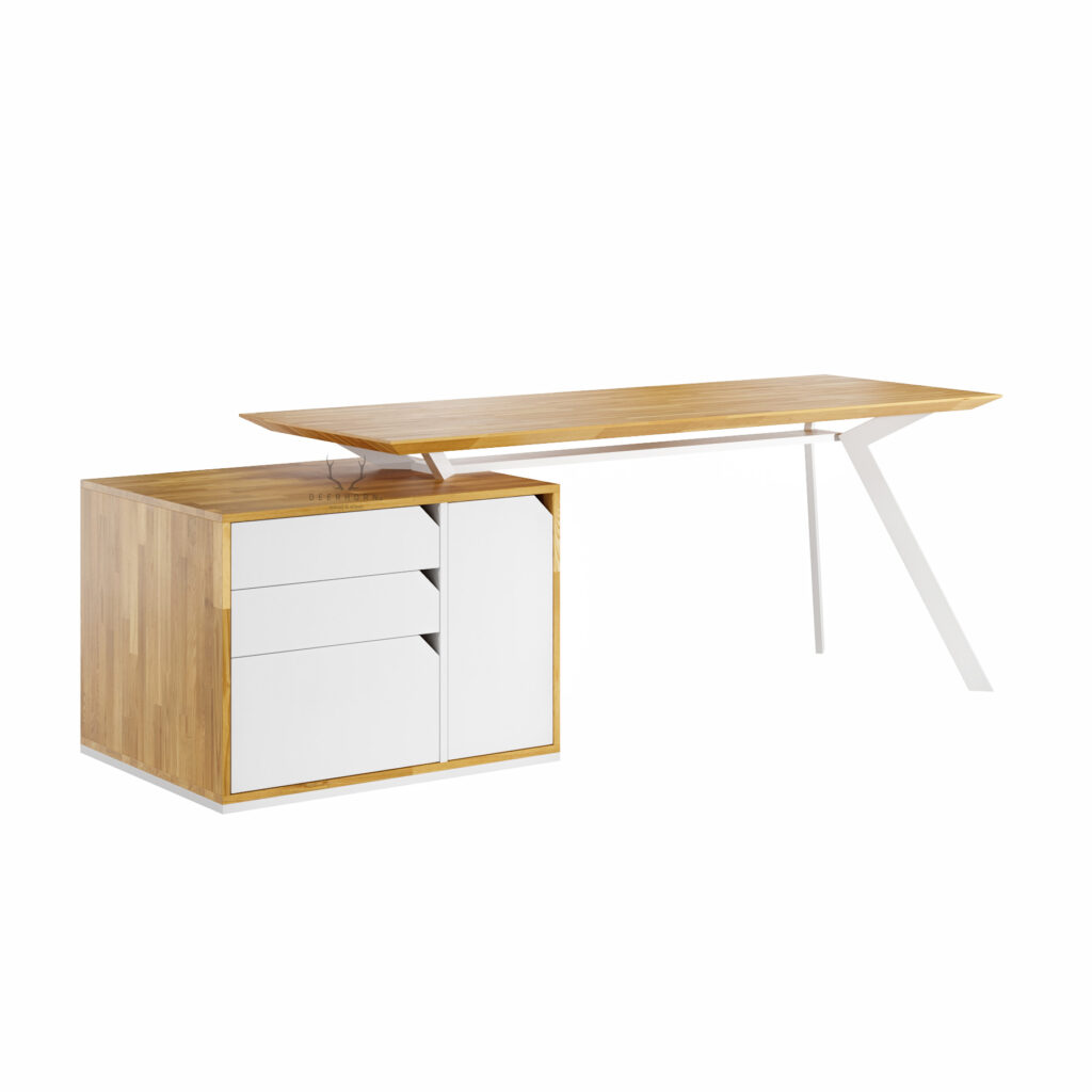 Biurko loft office slim z drewnianym blatem i szufladami.