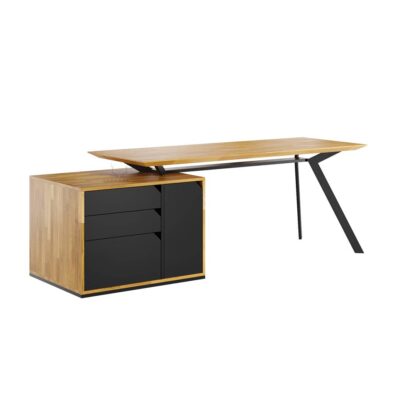 biurko gabinetowe z drewnianym blatem