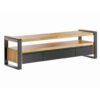 Loftowa szafka RTV z drewna i metalu. Uchwyty aluminiowe