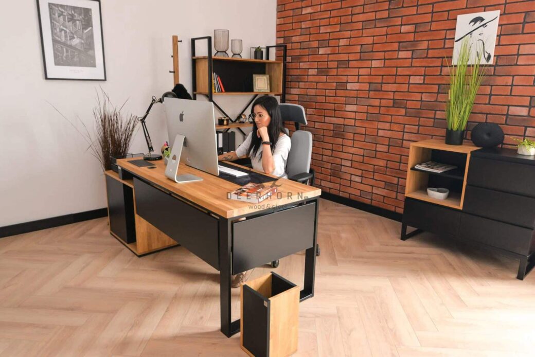 Biurko industrialne loft z szufladami do gabinetu premium