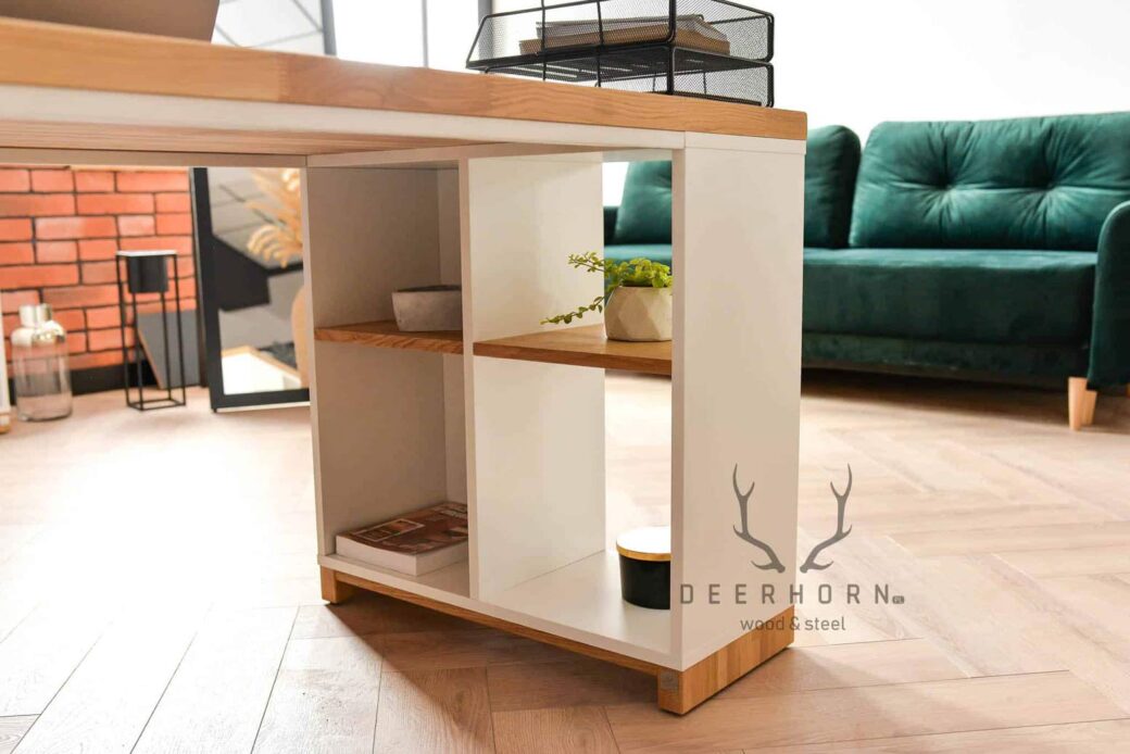 Białe biurko premium do kobiecego biura i gabinetu loft