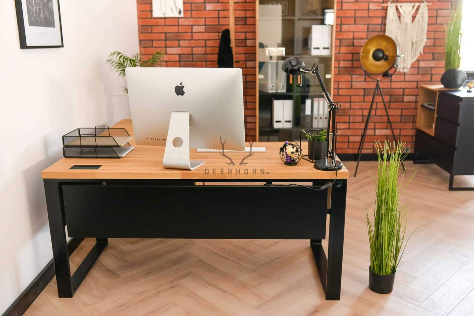 Biurko narożne loft industrialne do gabinetu biura Deerhorn