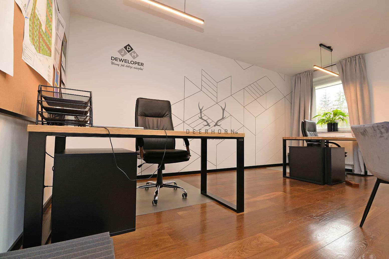 Biurko loft industrialne z drewnianym blatem Deerhorn