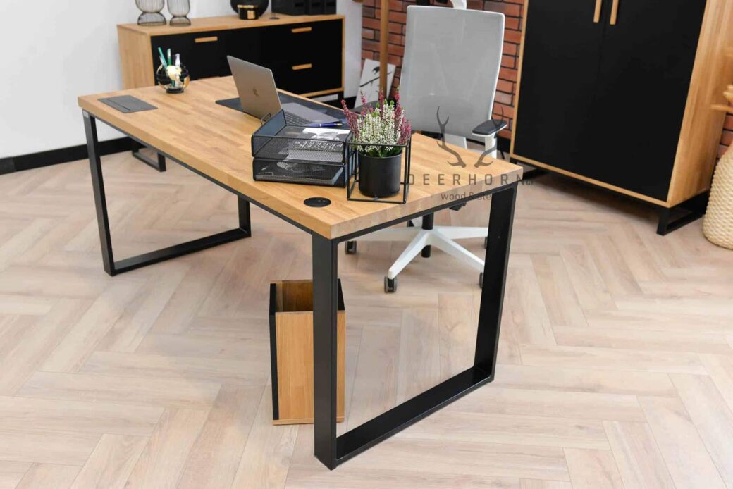 Biurko loft z drewnianym blatem 160x70 | Deerhorn meble