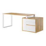 Białe biurko kobiece loft office slim z szufladami