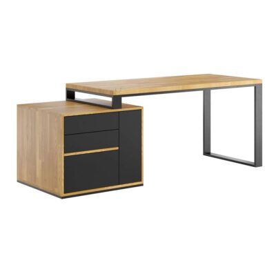 biurko loft z drewnianym blatem