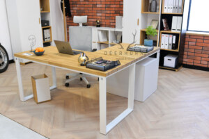 białe biurko narożne loft