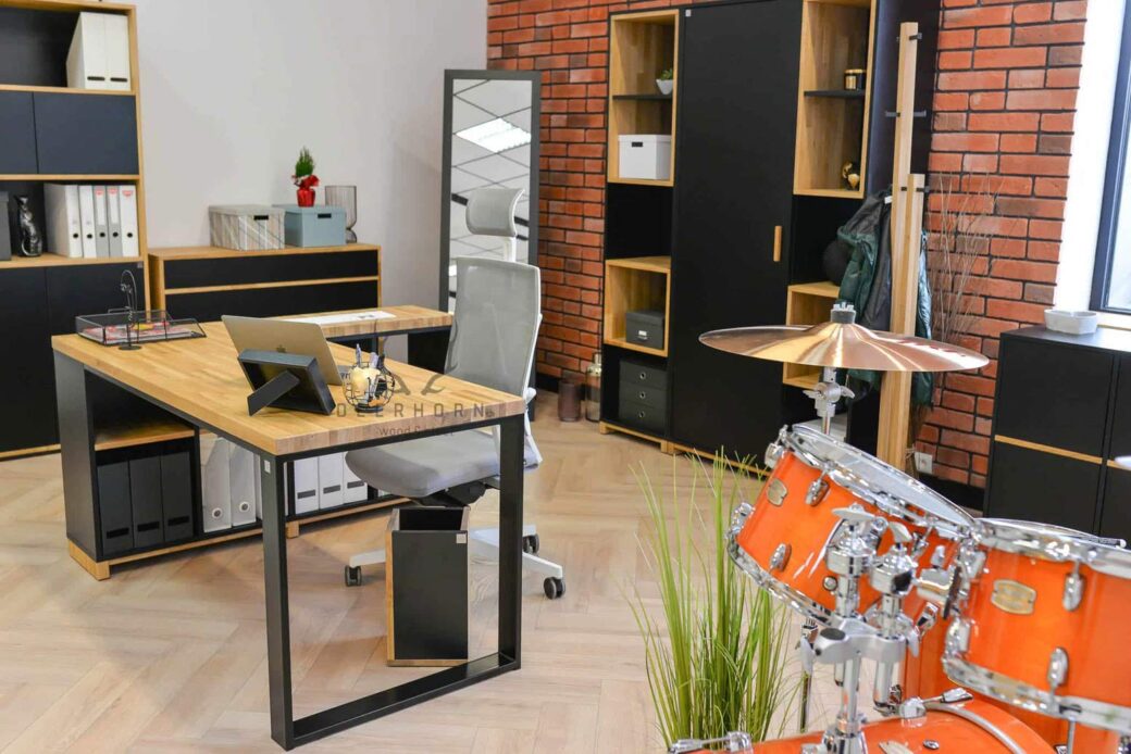Meble do nowoczesnego biura i gabinetu. Biurko narożne loft