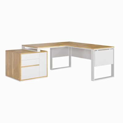 białe biurko narożne loft