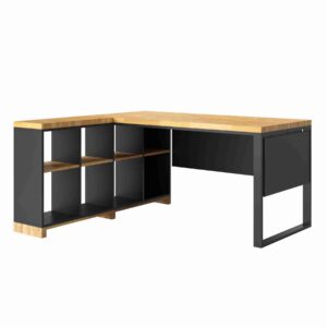 biurko narożne 160 cm z osłoną lewe czarne Modern Office