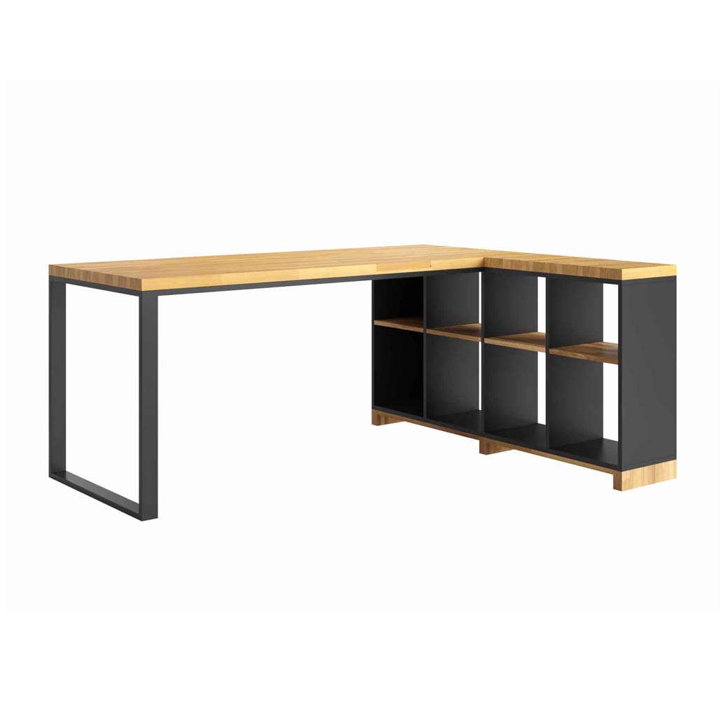 Modern Office biurko narożne 180 cm czarne, prawe