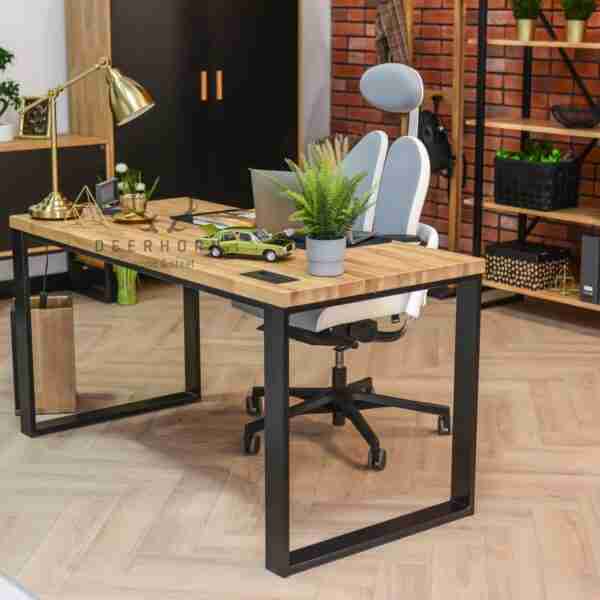 biurko z blatem z prawdziwego drewna