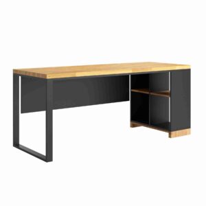 nowoczesne biurko z drewnianym blatem