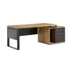 Biurko Loft Office Plus 180 cm prawe osłony czarne