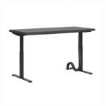Czarne biurko z regulacją wysokości. Blat z płyty meblowej