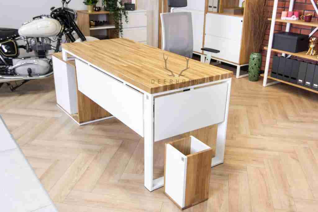 Minimalistyczne, nowoczesne białe kobiece biurko premium