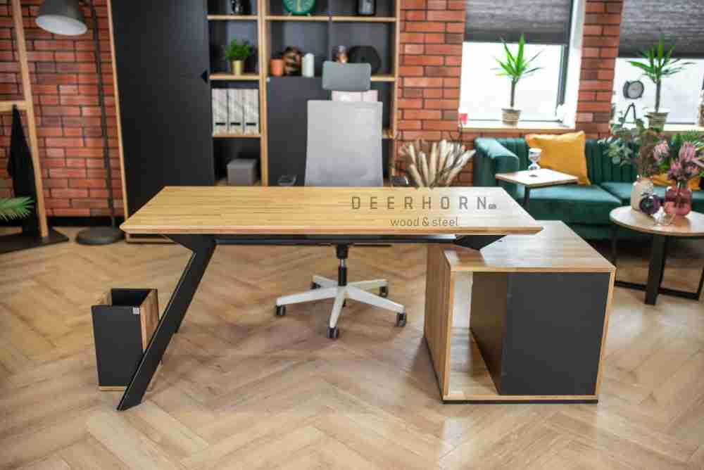 Biurko premium loft z drewnianym blatem ukośne nogi 😲
