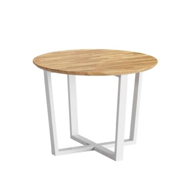 stół okrągły biały z podciętym blatem