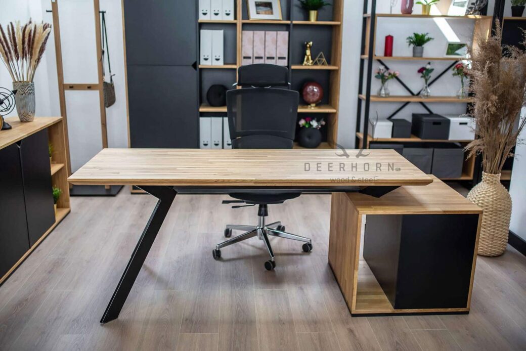 Meble do biura, gabinetu — biurko drewniane loft premium