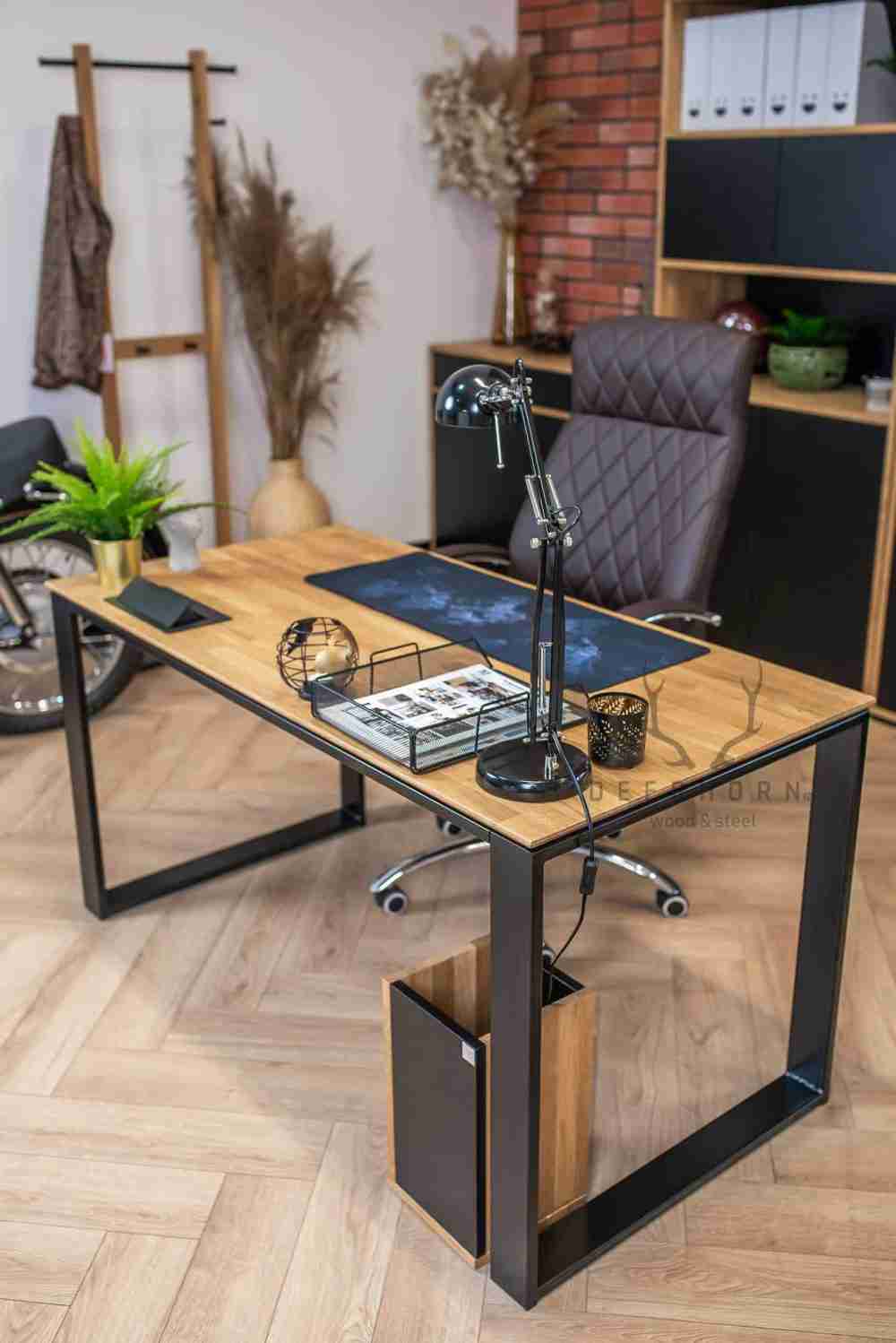 Klasyczne biurko z podciętym blatem 140x70 Loft Office Slim