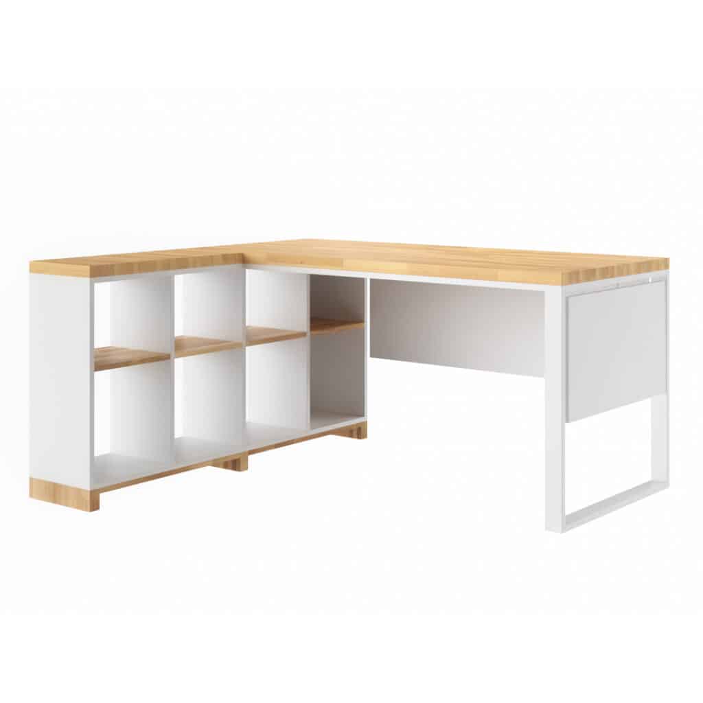 biurko narożne 160 cm białe z osłoną Modern Office