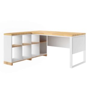 biurko narożne 160 cm białe z osłoną Modern Office