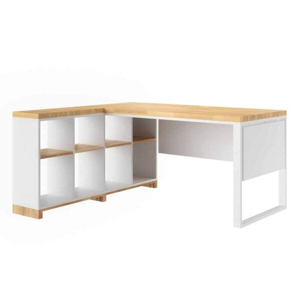 biurko narożne 160 cm białe z osłoną Modern Office