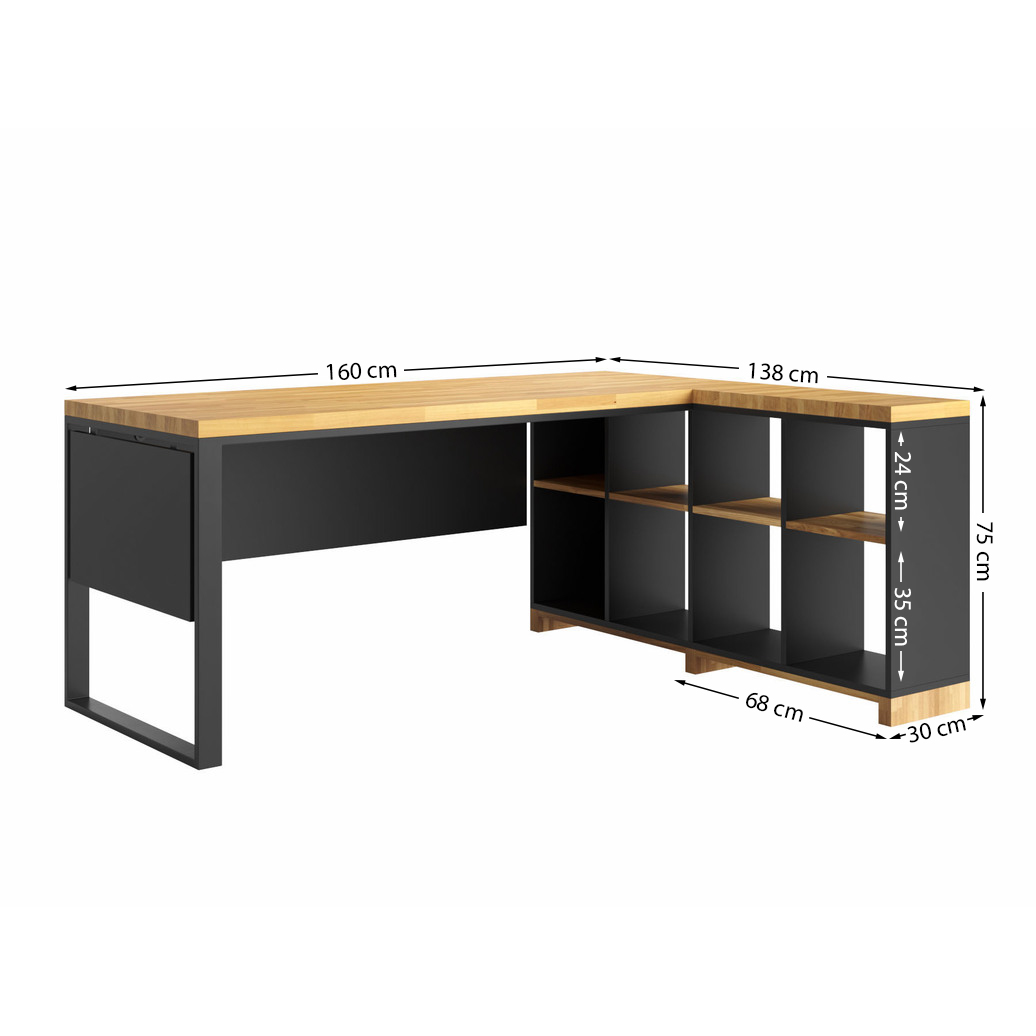 biurko narozne czarne z polkami do pracy kreatywnej biurko narożne czarne z półkami do pracy kreatywnej