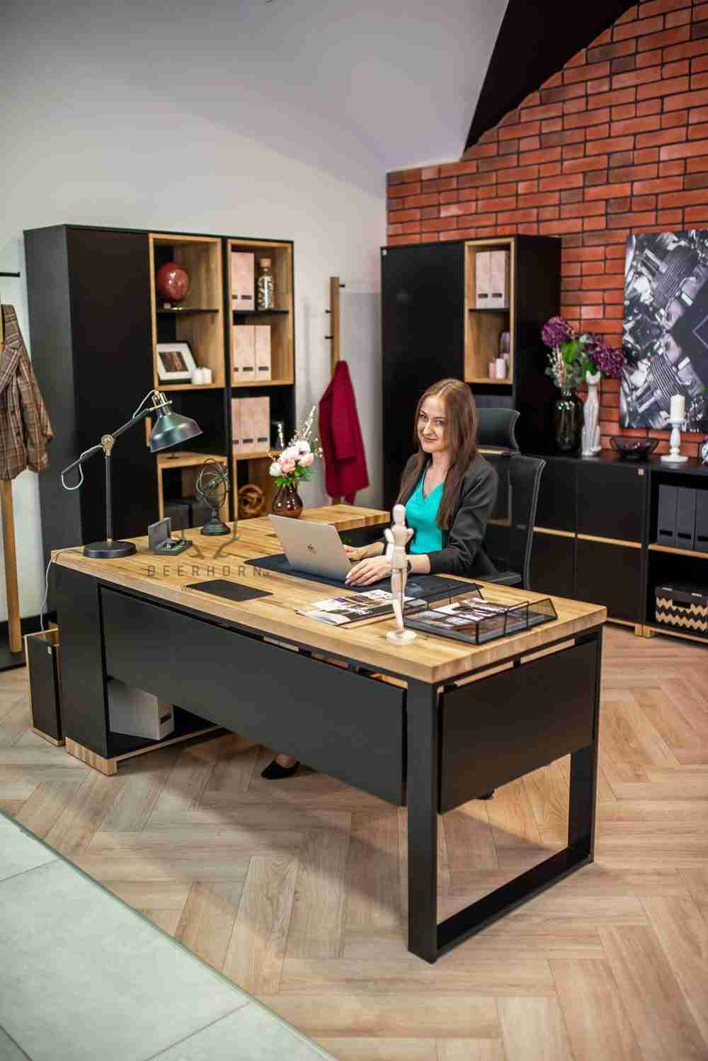 Nowoczesne biurko narożne loft industrialne z osłoną 😍